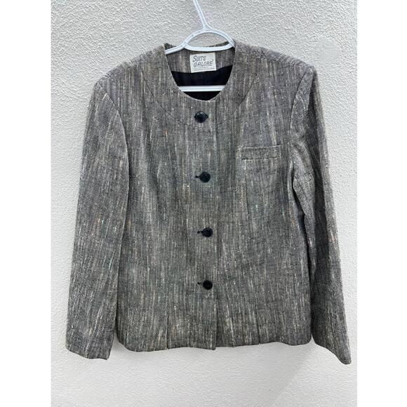 Womens Suits Galore Gray Button Up Long Sleeve Blazer Size 16 - Picture 1 of 11